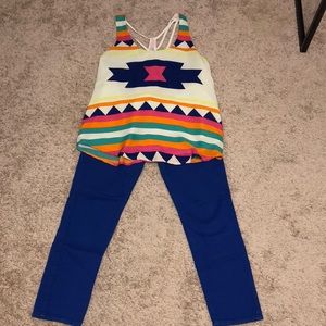 M colorful Aztec Razorback top